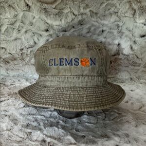 Clemson Embroidered Grayish Green Bucket Hat